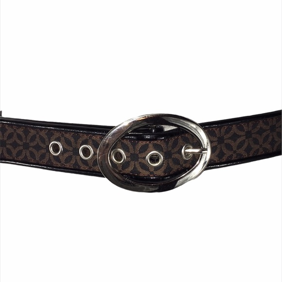 Faux Leather Flower Design Belt, Black, Brown - Picture 6 of 6